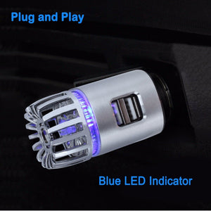 Ionkini 2-in-1 Car Air Purifier & Dual USB Quick Charger (Model JO-6291)