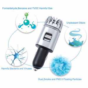Ionkini 2-in-1 Car Air Purifier & Dual USB Quick Charger (Model JO-6291)