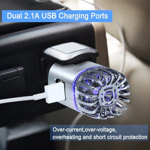 Ionkini 2-in-1 Car Air Purifier & Dual USB Quick Charger (Model JO-6291)