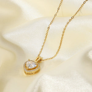 Exquisite Zircon Heart Pendant Necklace -