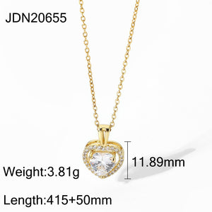 Exquisite Zircon Heart Pendant Necklace -