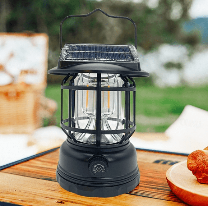 Vintage Solar-Powered Retro Camping Lantern (Rechargeable)