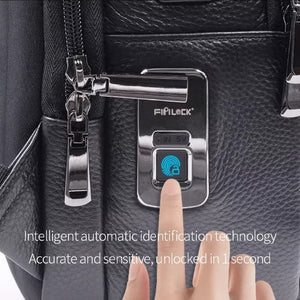 Walsun Smart Business Leather Backpack with Fingerprint Lock & USB Charging
