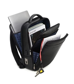 Walsun Smart Business Leather Backpack with Fingerprint Lock & USB Charging