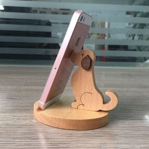 Cartoon Puppy Solid Wood Desktop Mobile Phone Holder