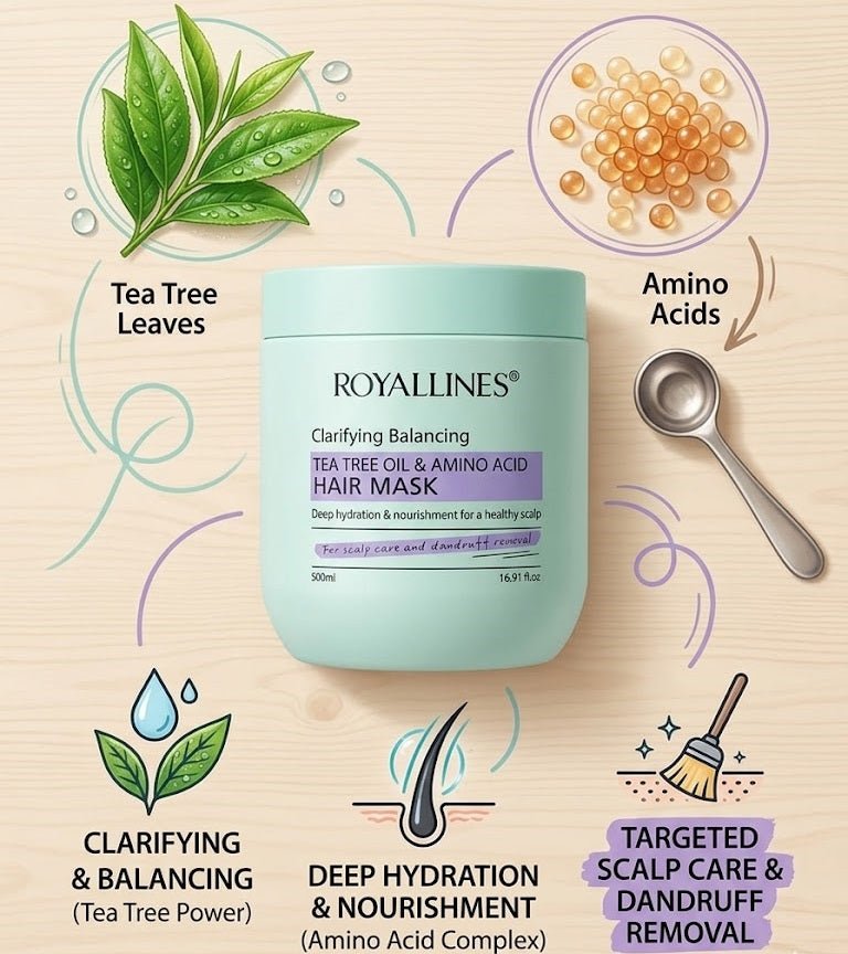 Royallines - Clarifying Balancing Tea Tree Oil & Amino Acid Hair Mask (500ml)