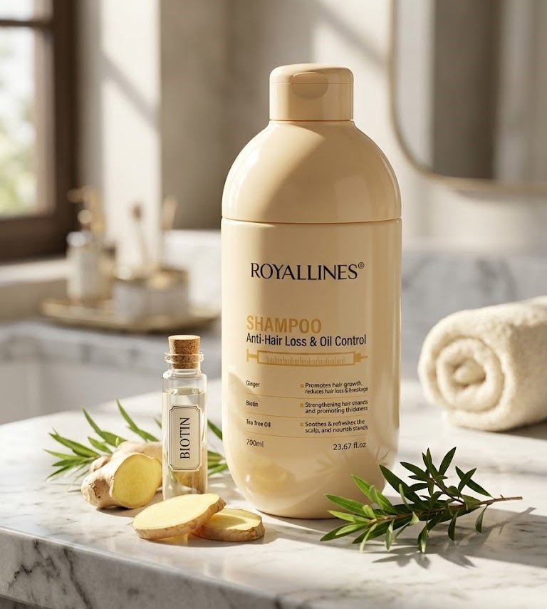 Royallines Anti-Hair Loss & Oil Control Shampoo Ginger + Biotin + Tea Tree Oil (700ml