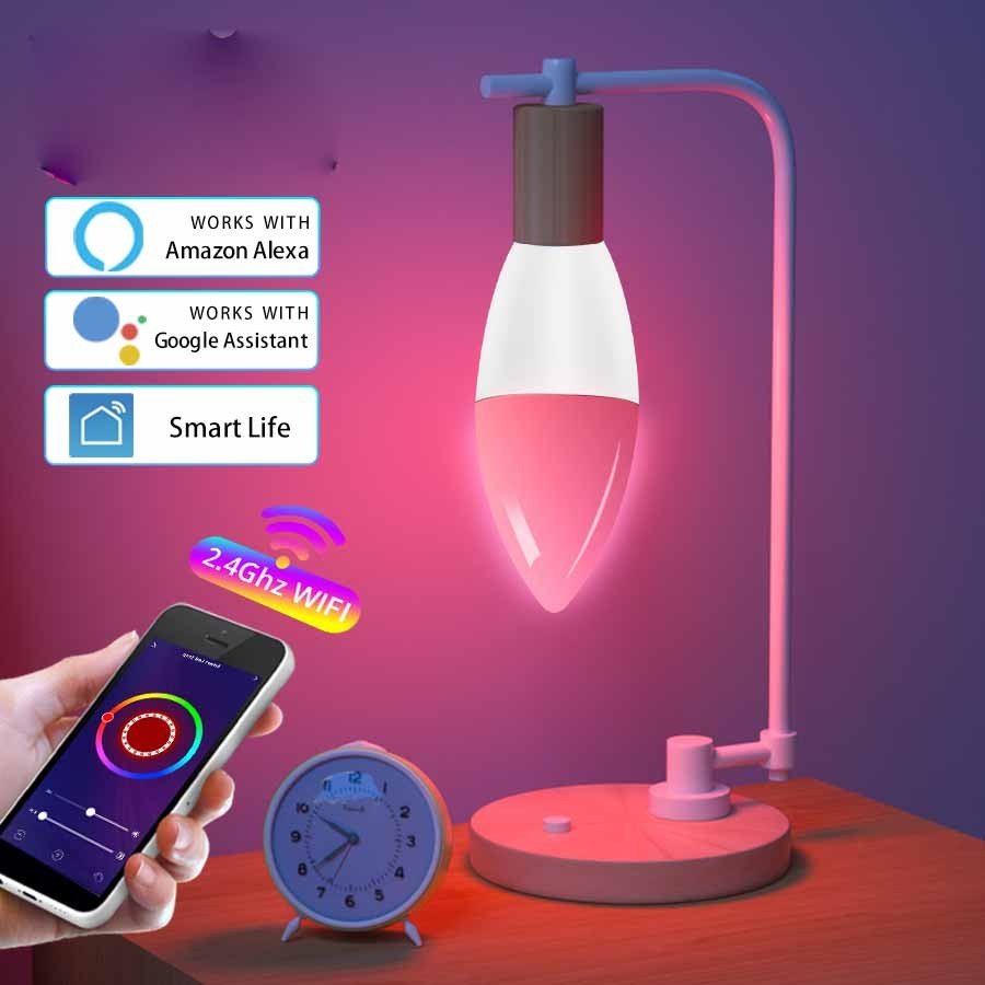 Smart WiFi RGB LED Candle Bulb (Model E14 Smart Lamp)